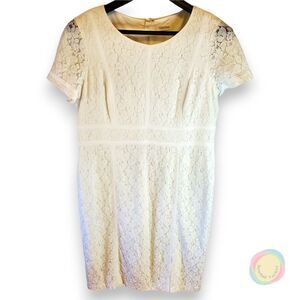 Calvin Klein Dress Plus Size 16 White Lace Sheath Cocktail Bridal Shower Party